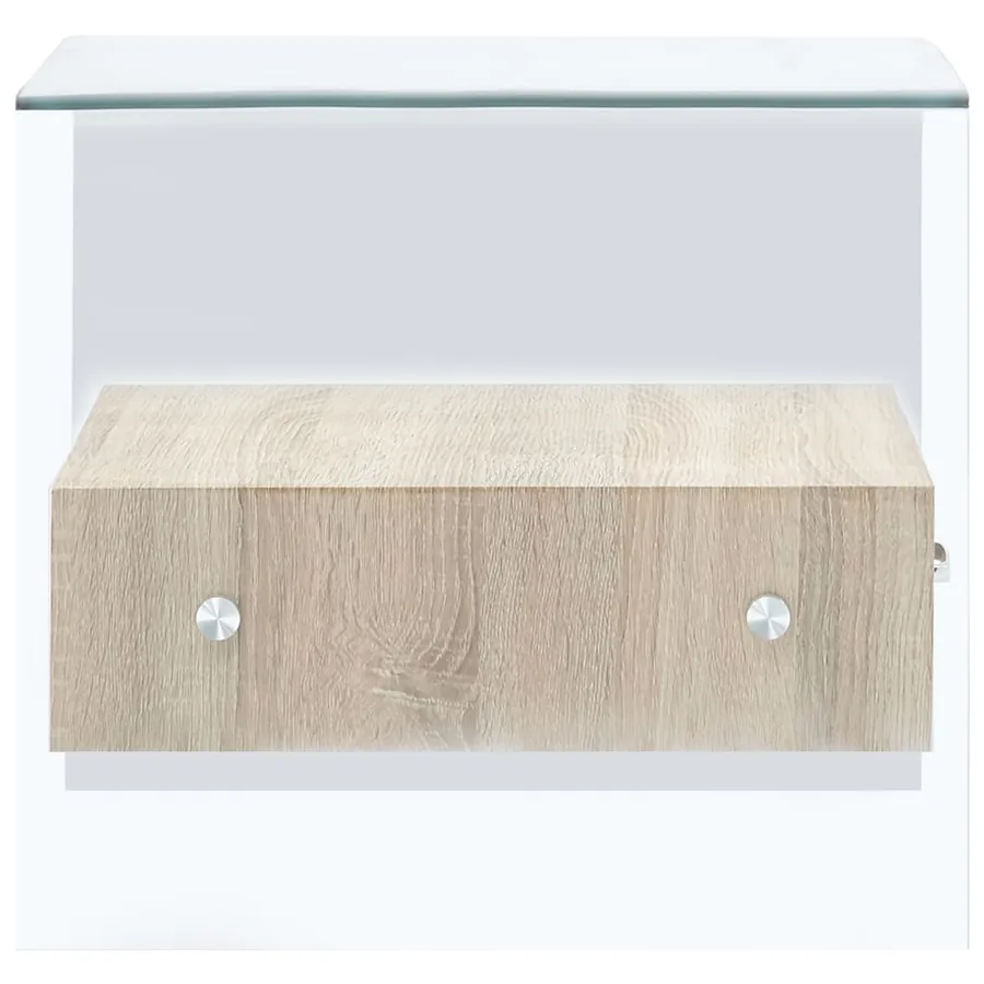Table basse avec tiroir 50x50x45 cm Verre trempé - 4