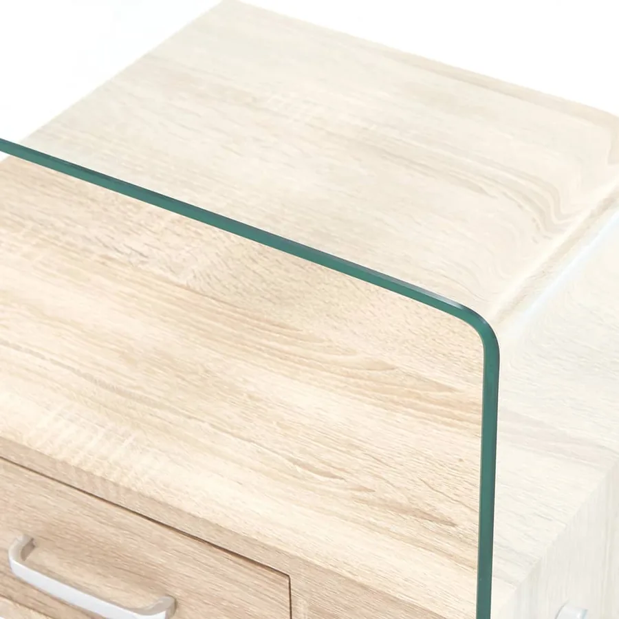 Table basse avec tiroir 50x50x45 cm Verre trempé - 5