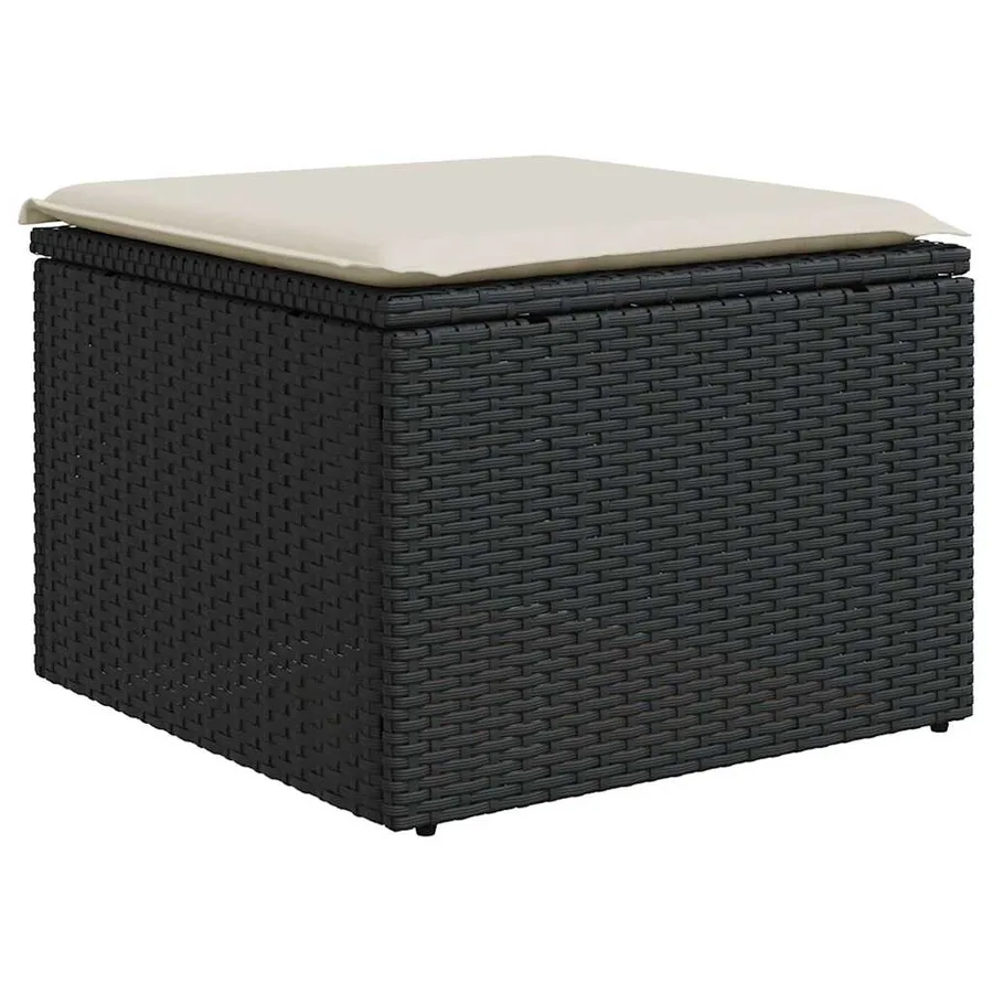 Salon de jardin 6 pcs avec coussins noir résine tressée - 6