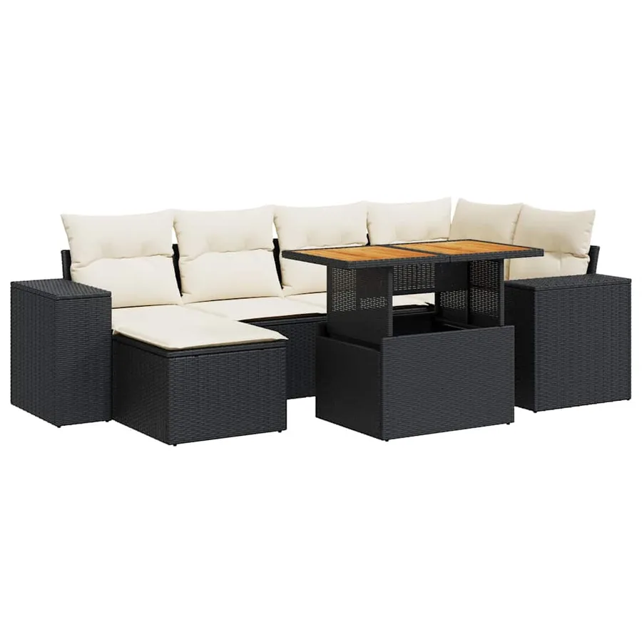 Salon de jardin 7 pcs avec coussins noir résine tressée 62 x 62 x 69 cm - 67,0 kg - 2