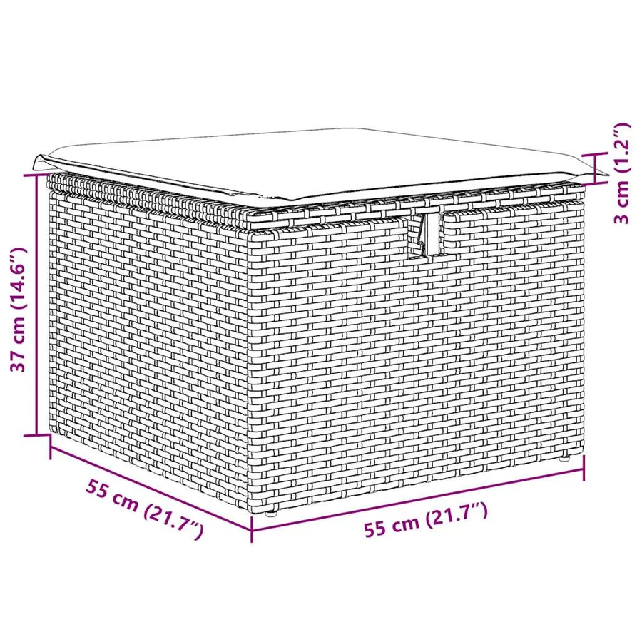 Salon de jardin avec coussins 8 pcs noir résine tressée acacia - 17
