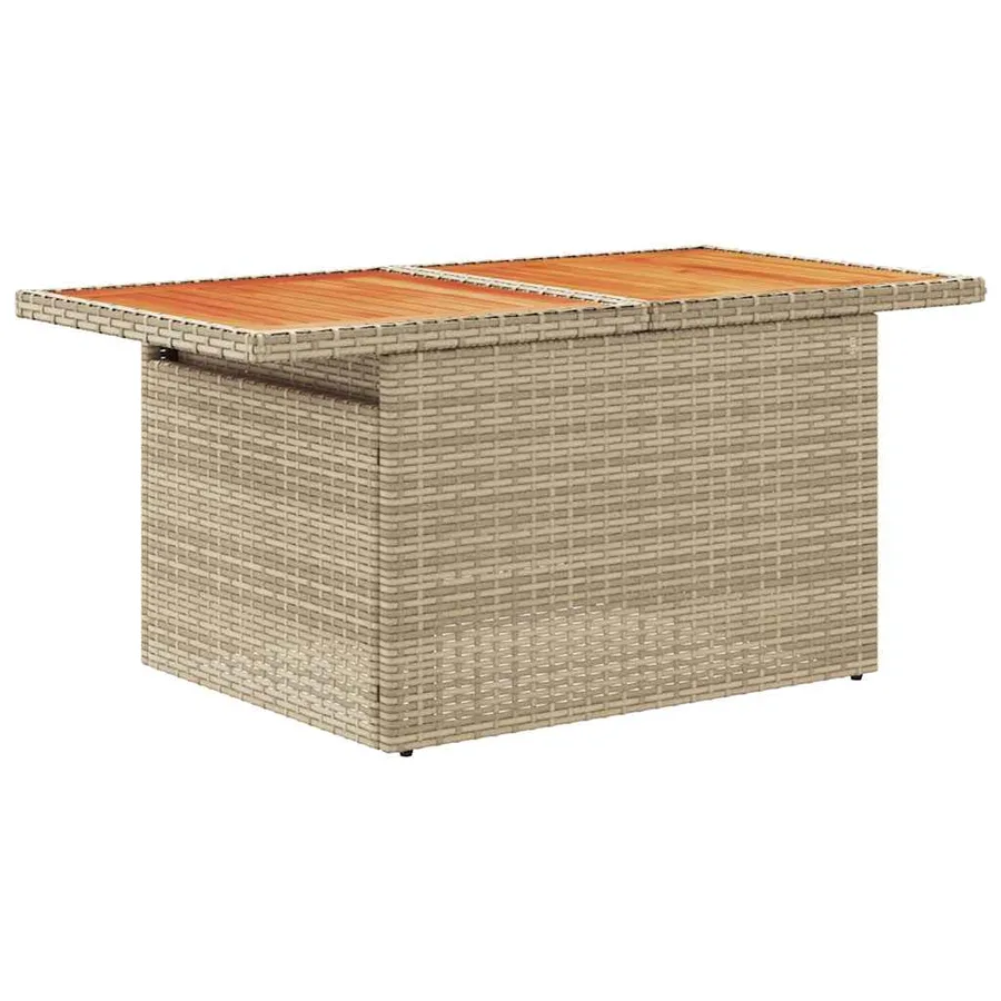 Salon de jardin avec coussins 9 pcs beige résine tressée acacia - 5