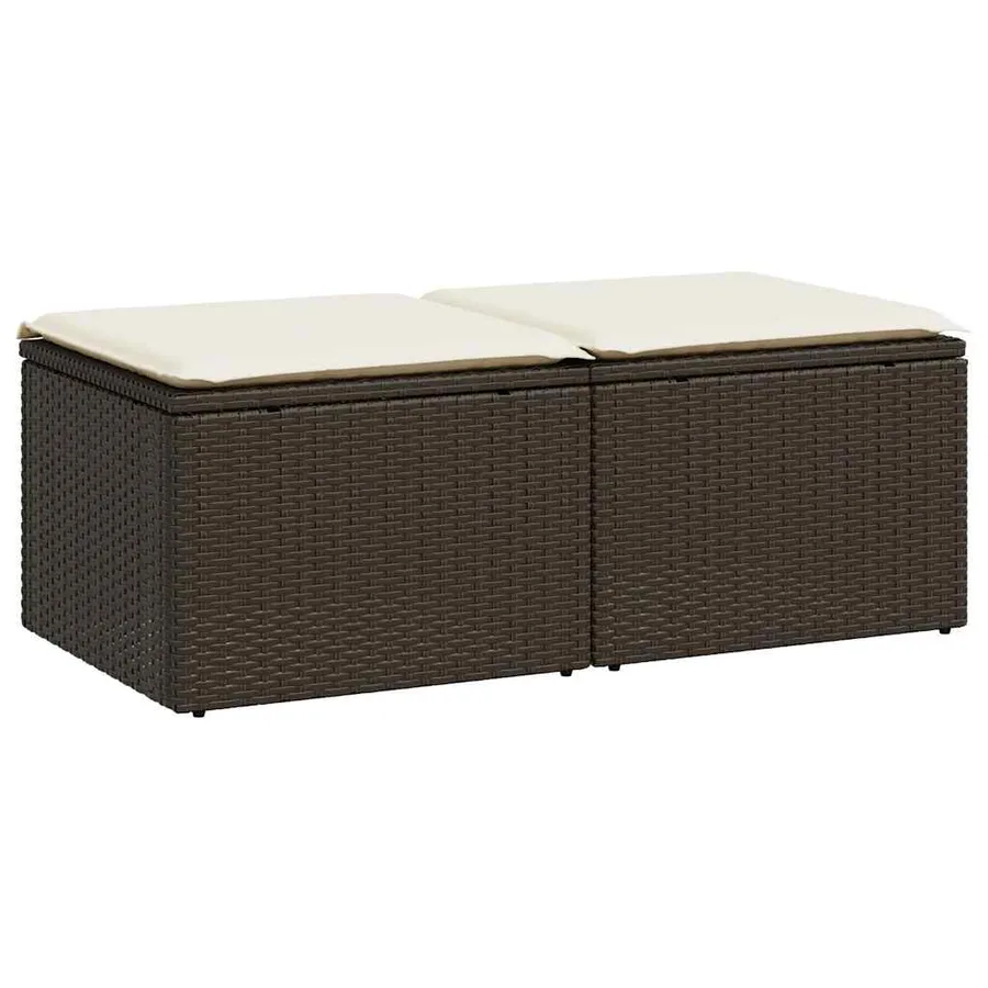Salon de jardin avec coussins 2pcs marron résine tressée acacia - 2