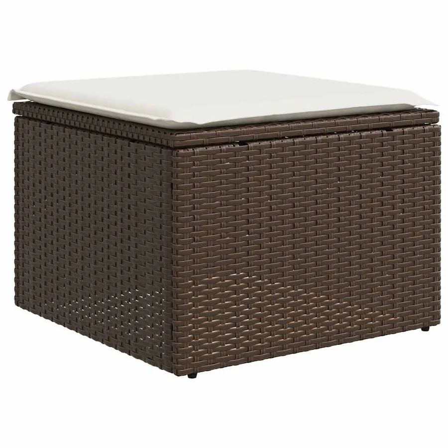 Salon de jardin avec coussins 2pcs marron résine tressée acacia - 4