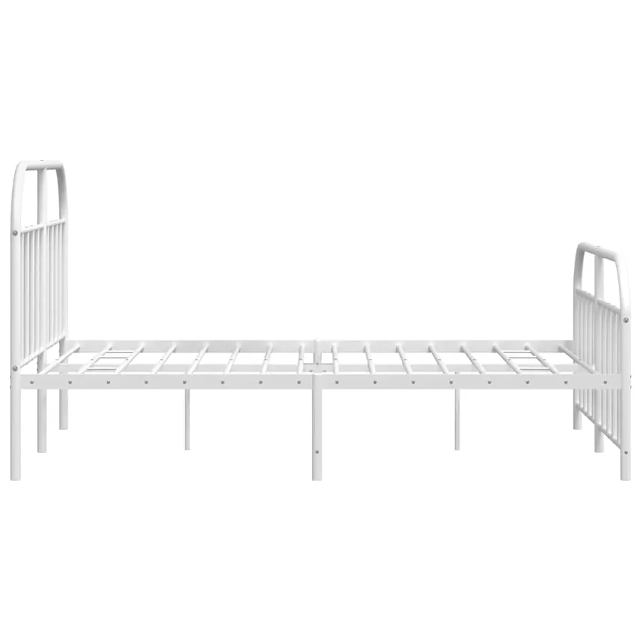 Cadre de lit métal sans matelas et pied de lit blanc 135x190 cm - 7