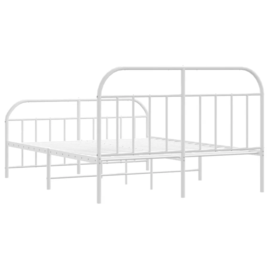 Cadre de lit métal sans matelas et pied de lit blanc 135x190 cm - 8