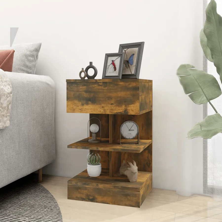 Table de chevet Chêne fumé 40x35x65 cm Bois d'ingénierie - 3