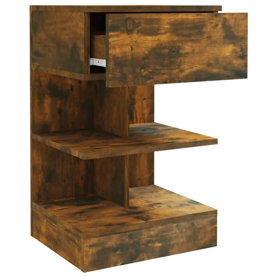 Table de chevet Chêne fumé 40x35x65 cm Bois d'ingénierie - 5