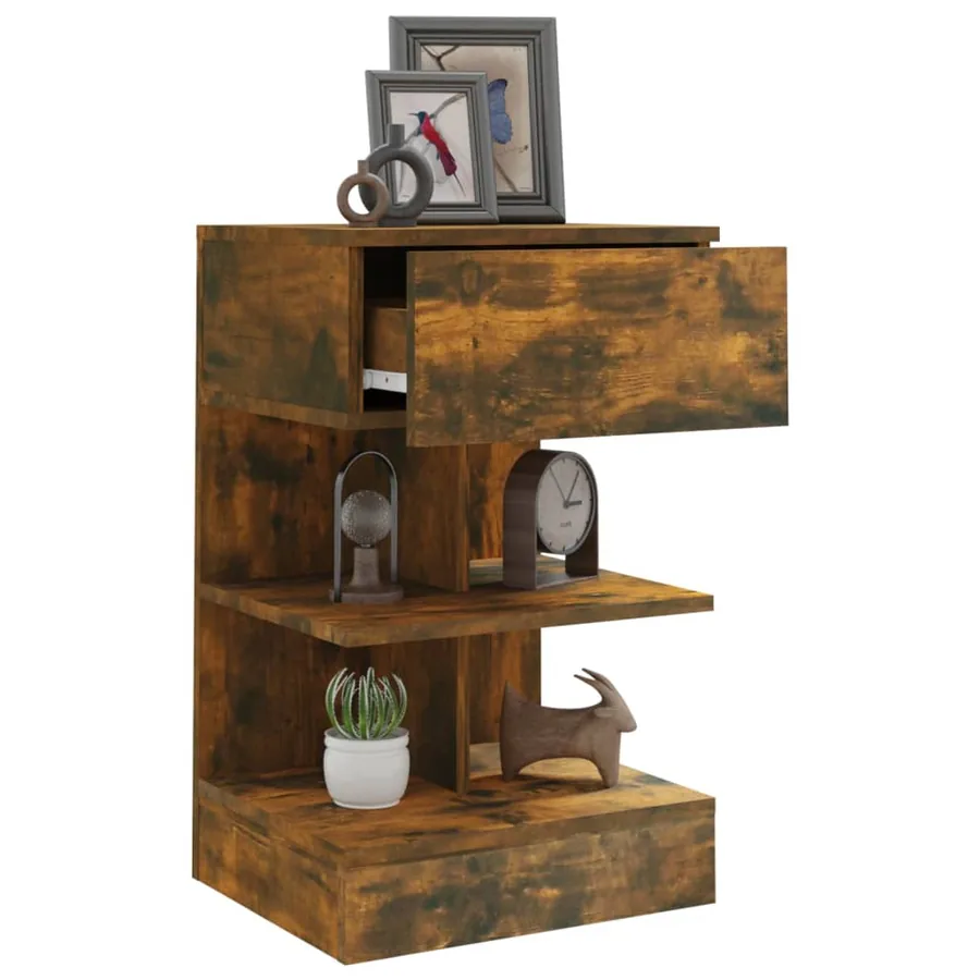 Table de chevet Chêne fumé 40x35x65 cm Bois d'ingénierie - 7