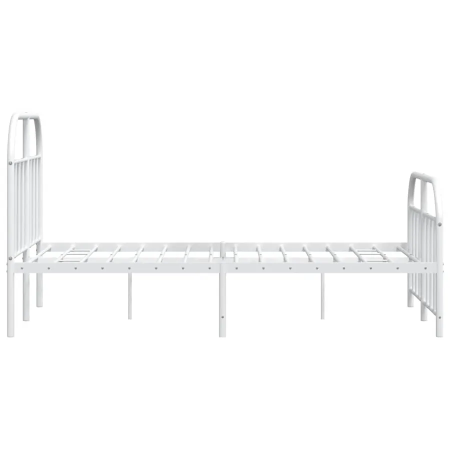 Cadre de lit métal sans matelas et pied de lit blanc 120x190 cm - 7