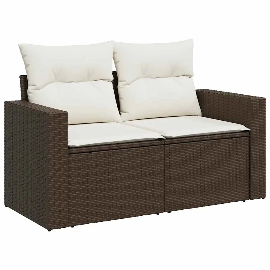 Salon de jardin avec coussins 6 pcs marron résine tressée - 4
