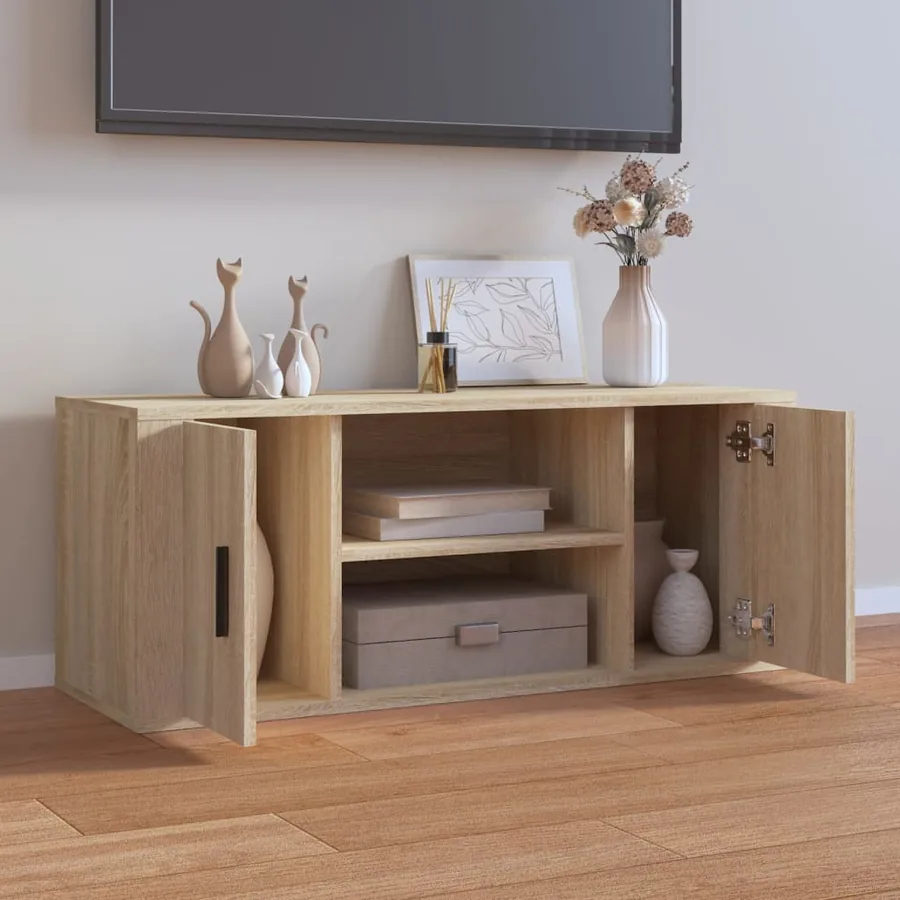 Meuble TV Chêne sonoma 100x35x40 cm Bois d'ingénierie - 3
