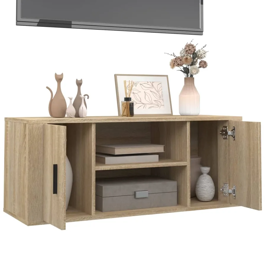Meuble TV Chêne sonoma 100x35x40 cm Bois d'ingénierie - 4