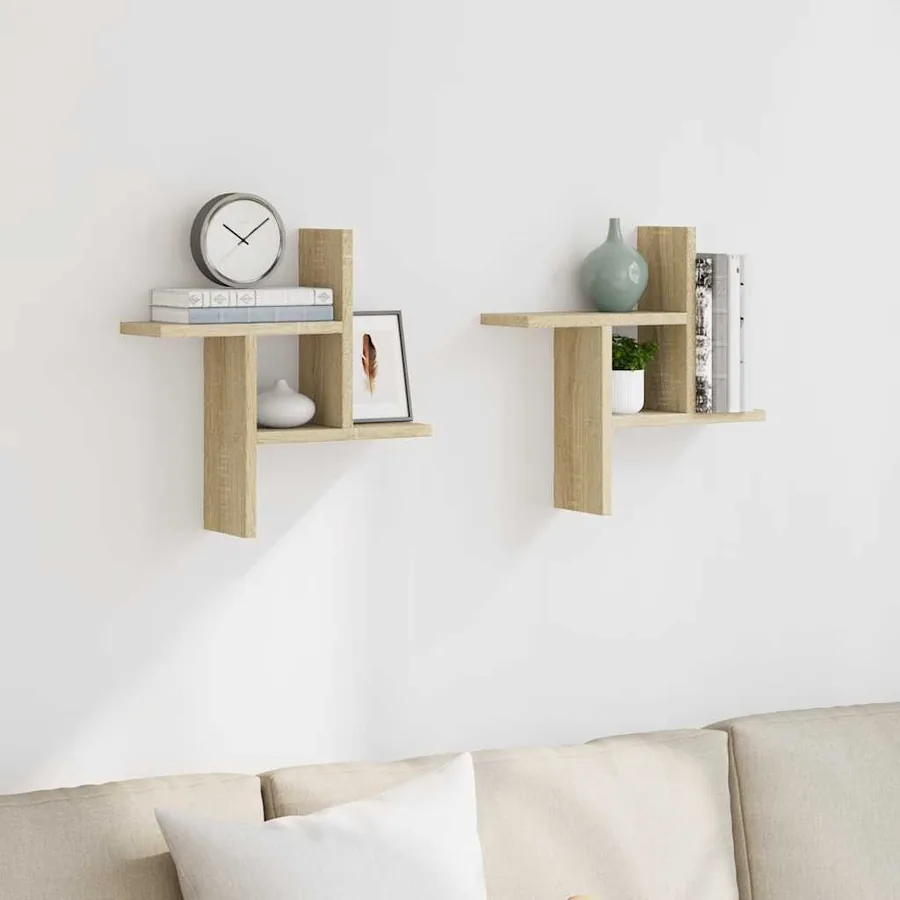 Étagères murales 2pcs chêne sonoma 38x12x38cm bois d'ingénierie