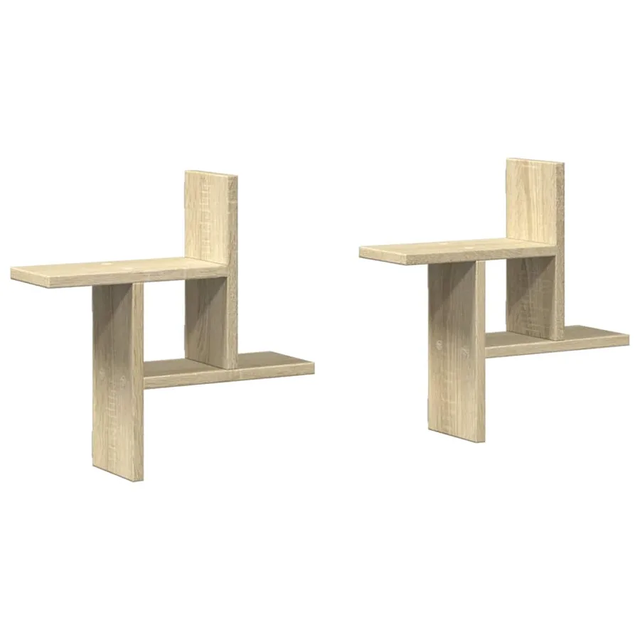Étagères murales 2pcs chêne sonoma 38x12x38cm bois d'ingénierie - 2