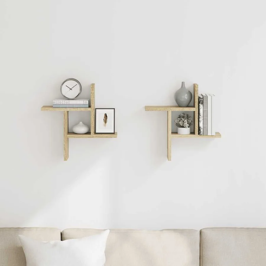 Étagères murales 2pcs chêne sonoma 38x12x38cm bois d'ingénierie - 3