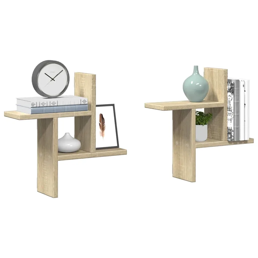 Étagères murales 2pcs chêne sonoma 38x12x38cm bois d'ingénierie - 4