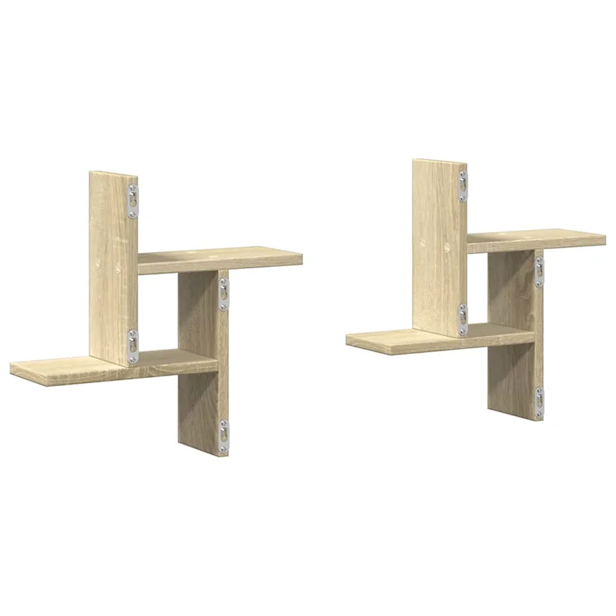 Étagères murales 2pcs chêne sonoma 38x12x38cm bois d'ingénierie - 7