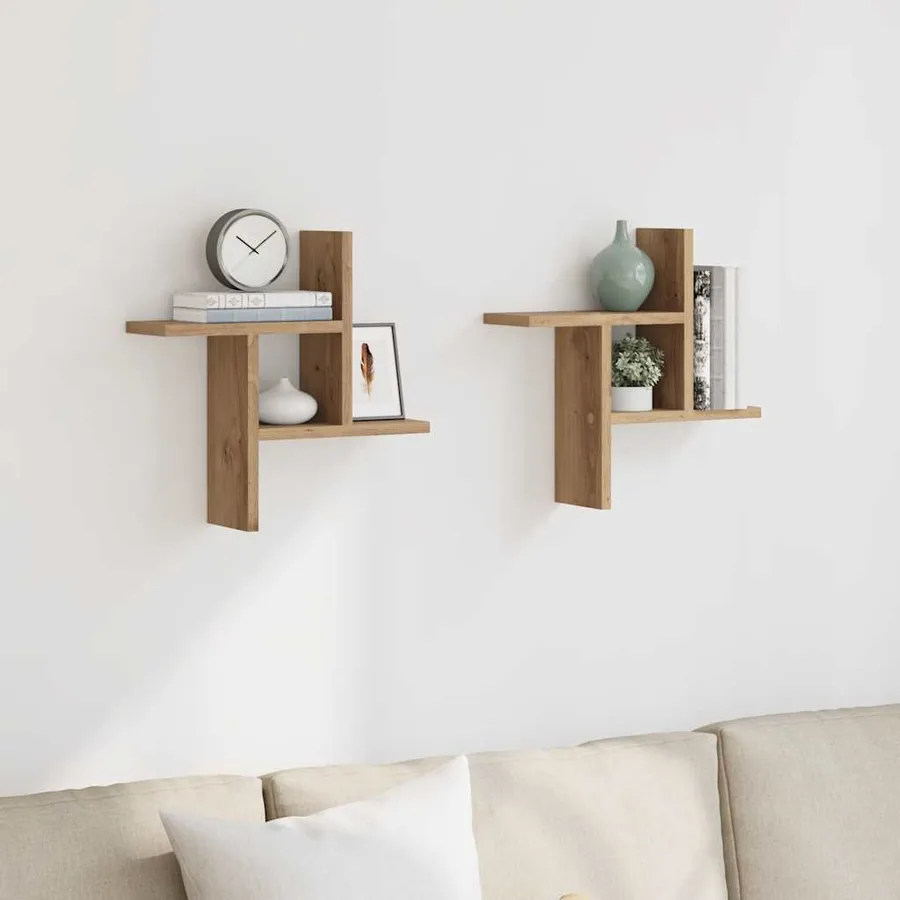 Étagères murales 2 pcs chêne artisanal bois d'ingénierie