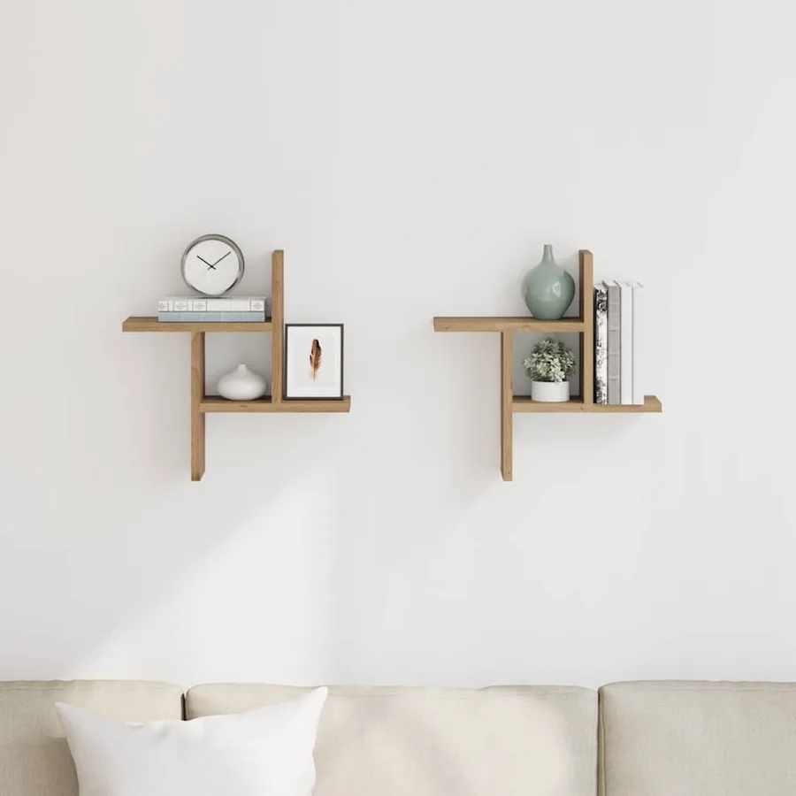 Étagères murales 2 pcs chêne artisanal bois d'ingénierie - 3