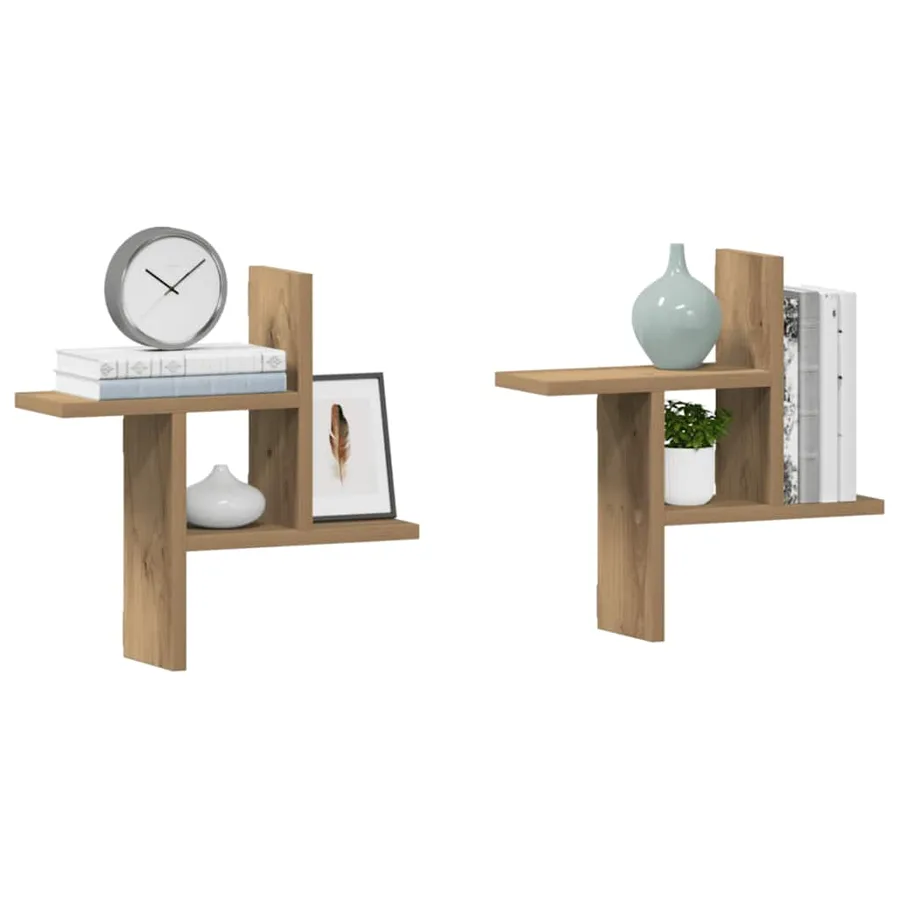 Étagères murales 2 pcs chêne artisanal bois d'ingénierie - 4