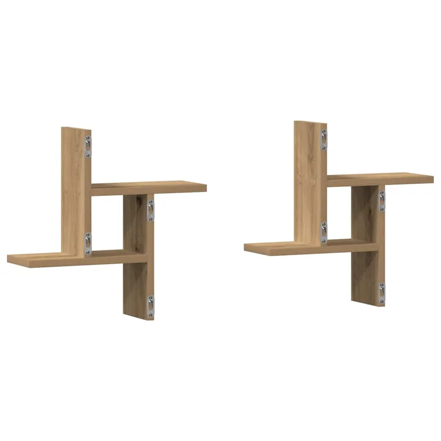 Étagères murales 2 pcs chêne artisanal bois d'ingénierie - 7