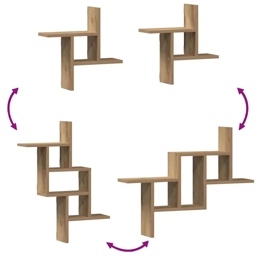 Étagères murales 2 pcs chêne artisanal bois d'ingénierie - 8
