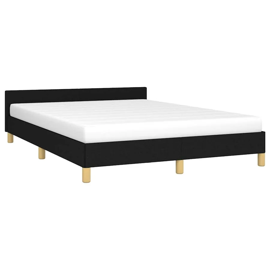 Cadre de lit sans matelas noir 140x190 cm tissu - 3