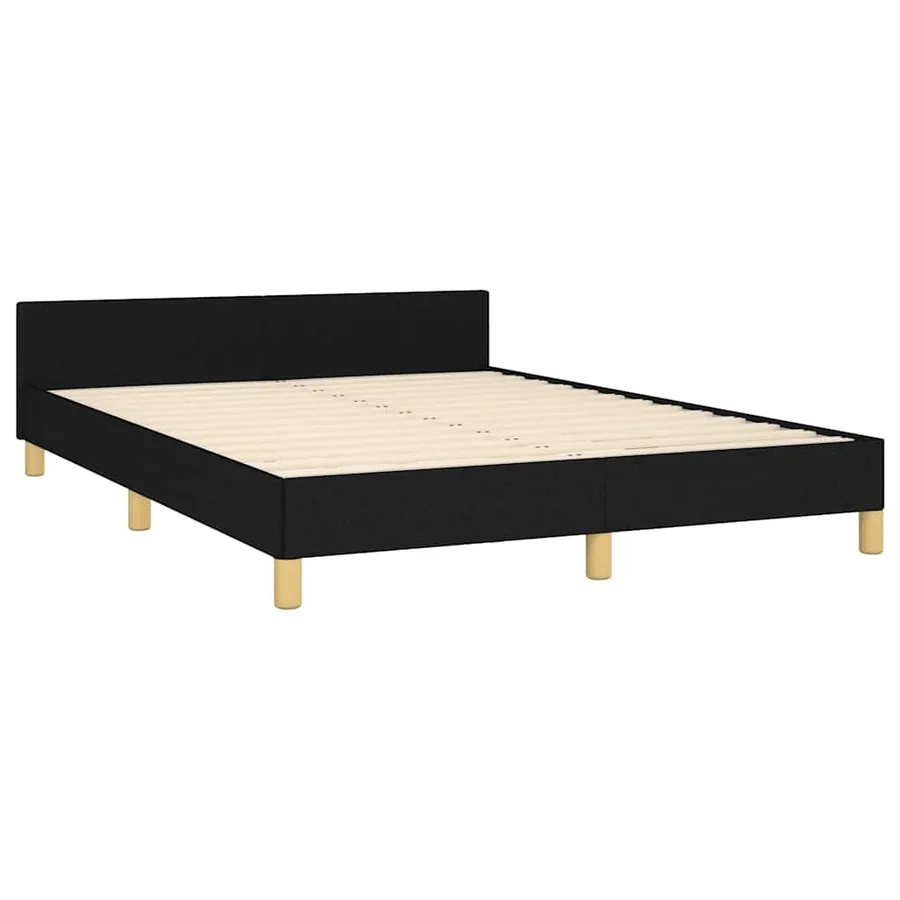 Cadre de lit sans matelas noir 140x190 cm tissu - 4