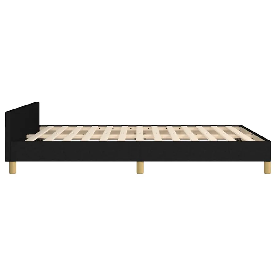 Cadre de lit sans matelas noir 140x190 cm tissu - 6
