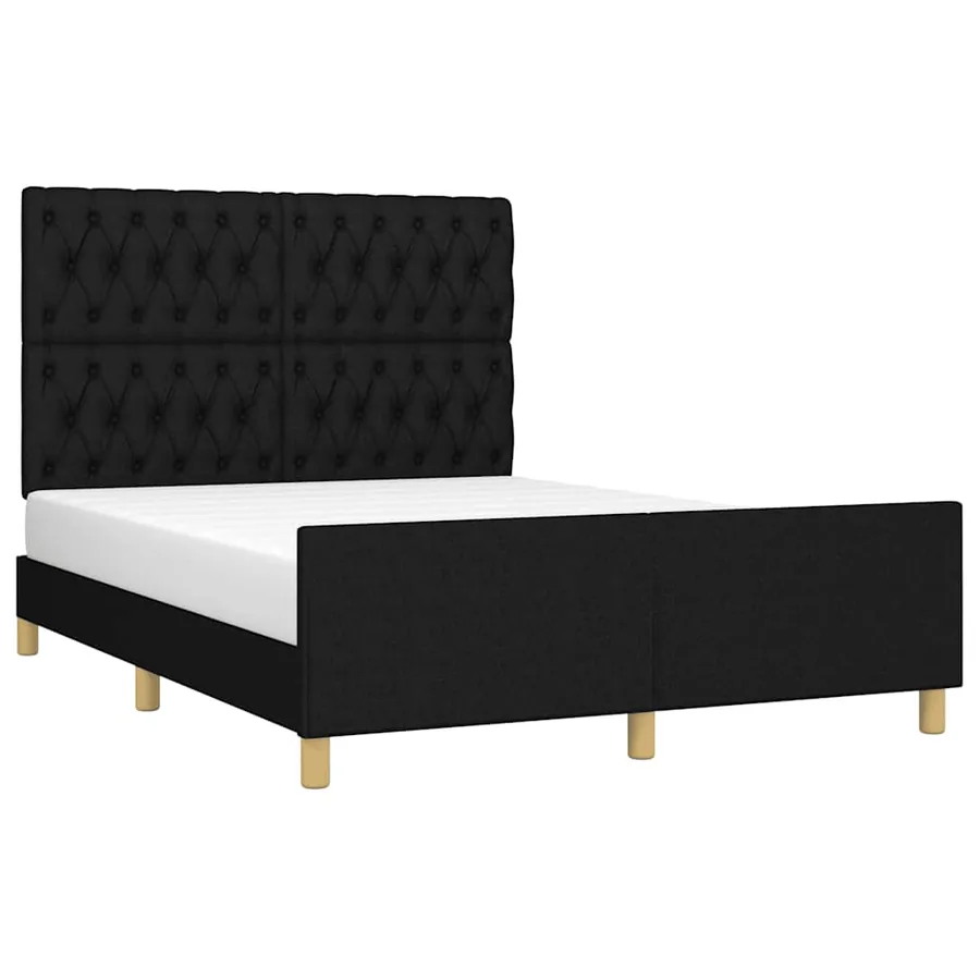 Cadre de lit sans matelas noir 140x190 cm tissu - 3