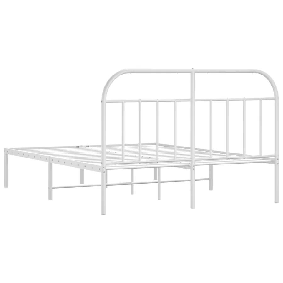 Cadre de lit métal sans matelas et tête de lit blanc 140x190 cm - 8