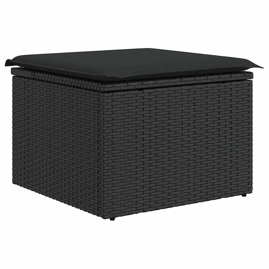 Salon de jardin 7 pcs avec coussins noir résine tressée 62 x 62 x 69 cm - 66,4 kg - 6