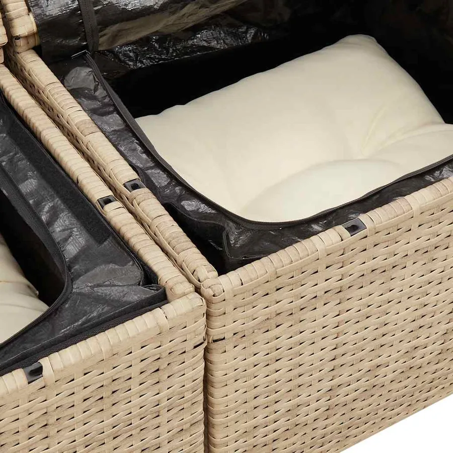 Salon de jardin avec coussins 7 pcs beige résine tressée - 10