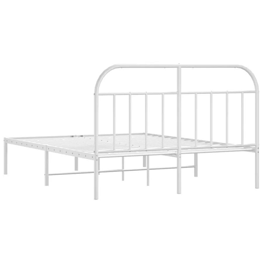 Cadre de lit métal sans matelas et tête de lit blanc 150x200 cm - 8