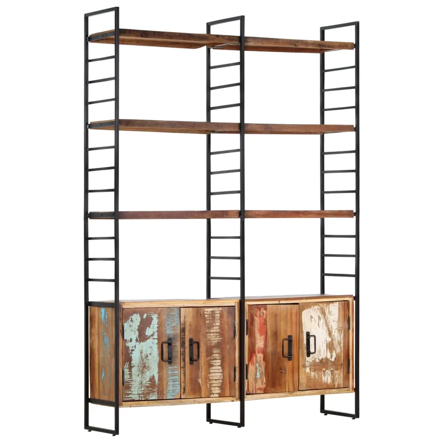 Bibliothèque 4 niveaux 124x30x180cm Bois solide de récupération - 10
