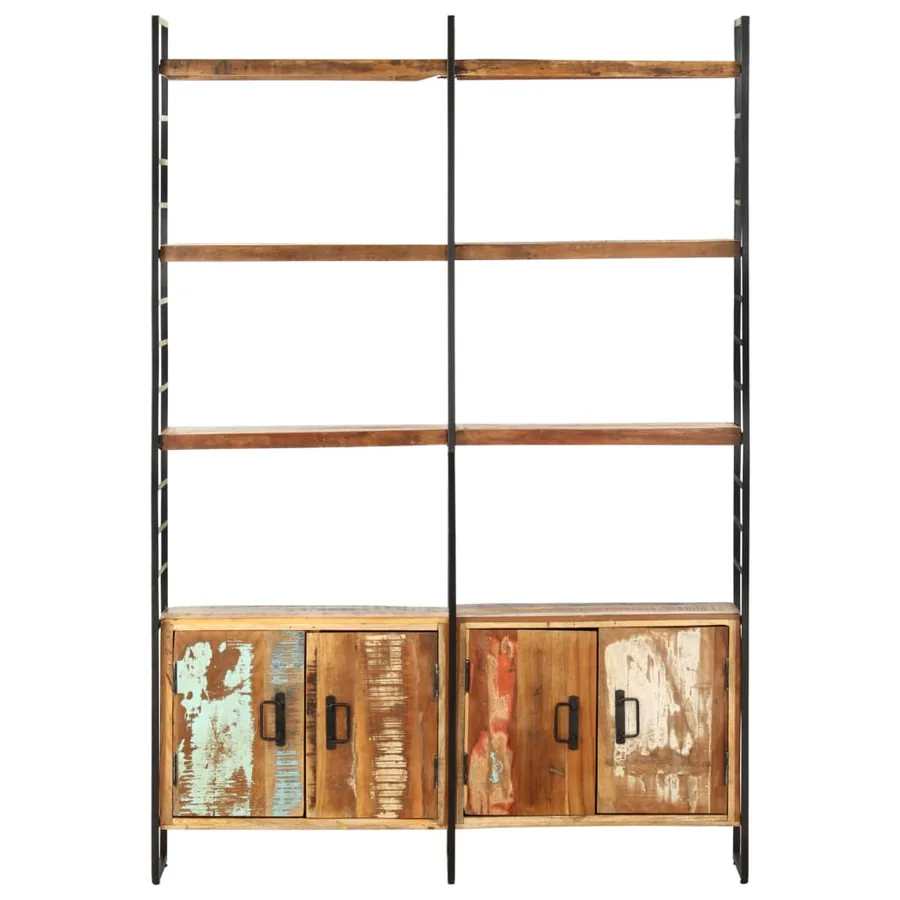 Bibliothèque 4 niveaux 124x30x180cm Bois solide de récupération - 2