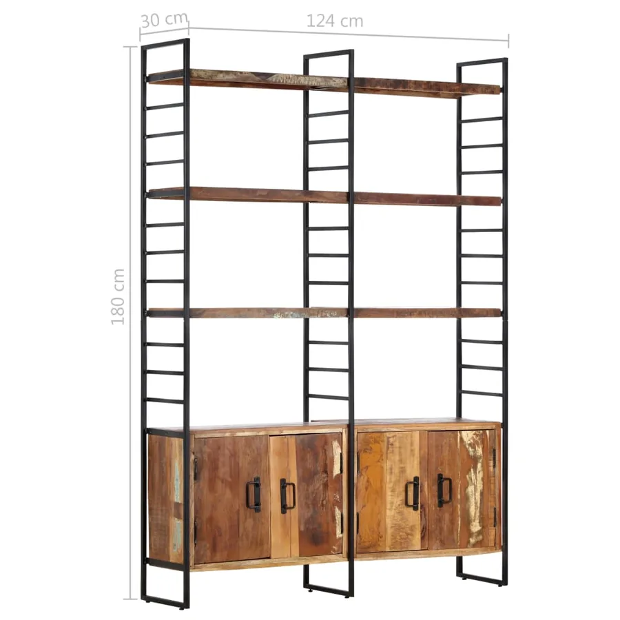 Bibliothèque 4 niveaux 124x30x180cm Bois solide de récupération - 9