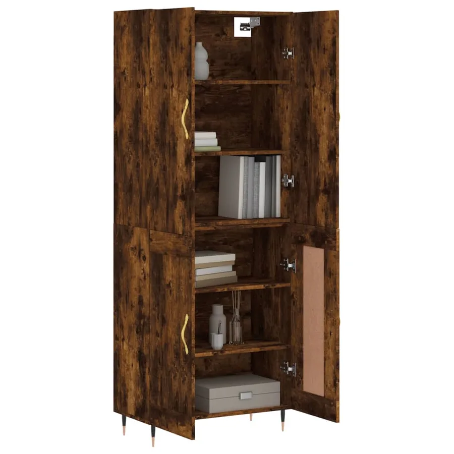 Buffet haut Chêne fumé 69,5x34x180 cm Bois d'ingénierie - 11