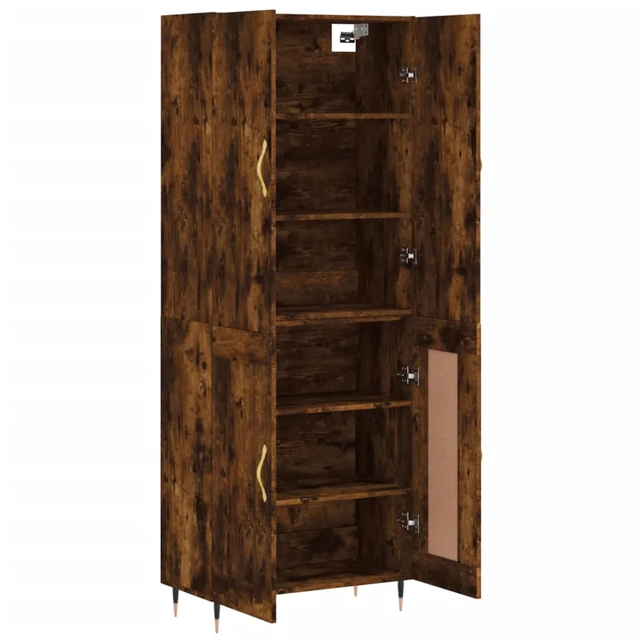Buffet haut Chêne fumé 69,5x34x180 cm Bois d'ingénierie - 3