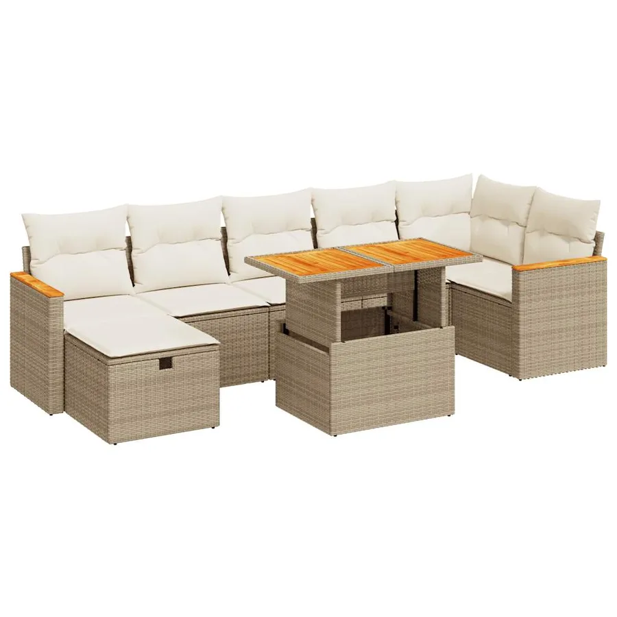 Salon de jardin avec coussins 5 pcs beige résine tressée - 2