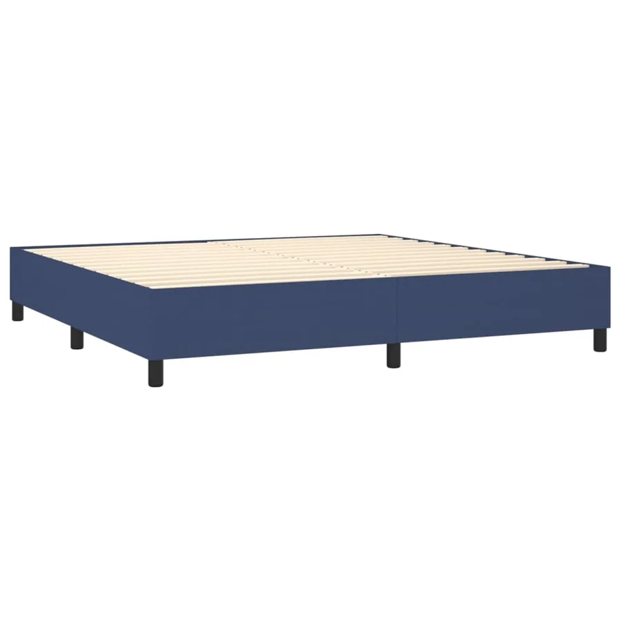 Sommier à lattes de lit avec matelas Bleu 200x200 cm Tissu - 4