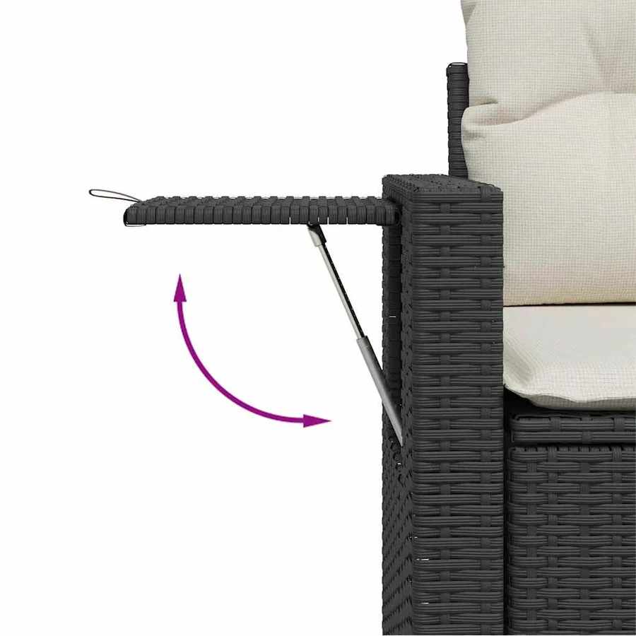 Salon de jardin 8 pcs avec coussins noir résine tressée - 13
