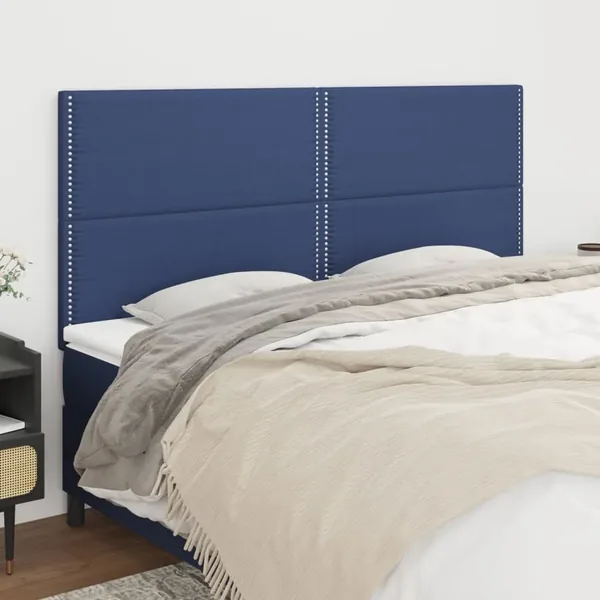Tête de lit Bleu 200x5x118/128 cm Tissu