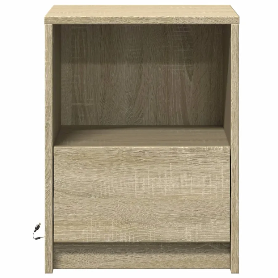 Armoire de chevet avec lumières LED chêne sonoma - 6