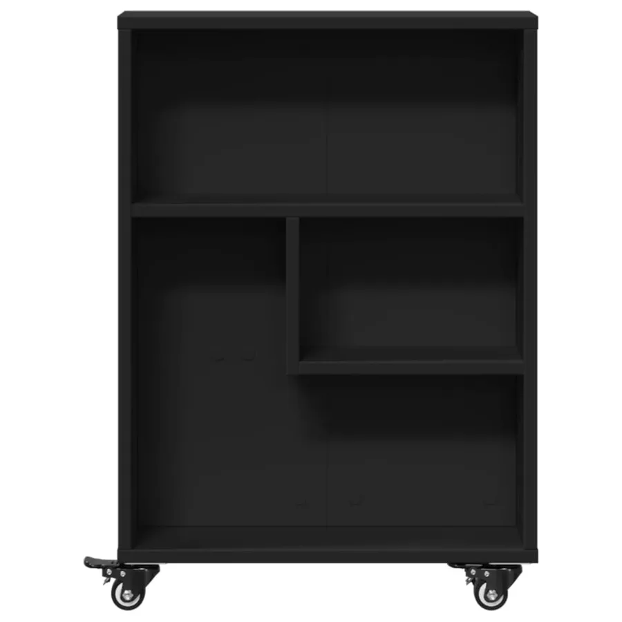 Chariot de rangement étroit noir 48x13x68 cm bois d'ingénierie - 4