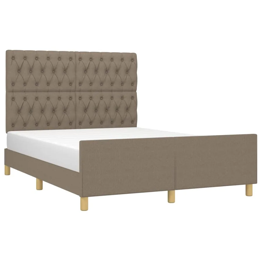 Cadre de lit sans matelas taupe 140x190 cm tissu - 3