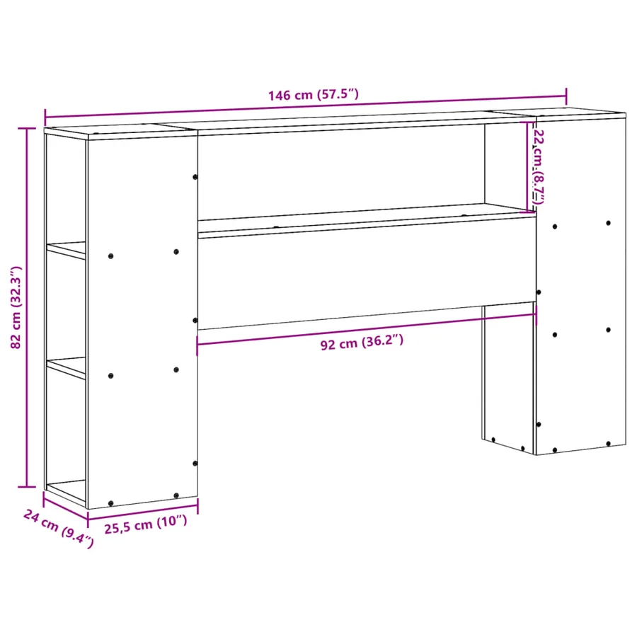 Tête de lit avec rangement cire marron 140cm bois massif de pin - 10