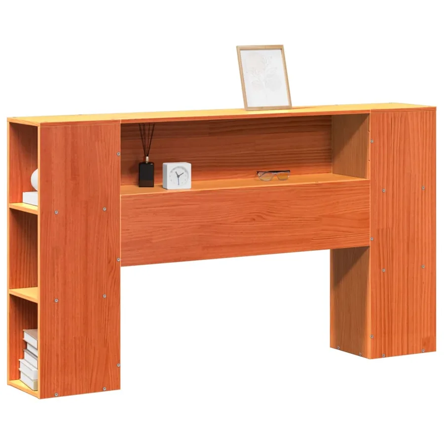 Tête de lit avec rangement cire marron 140cm bois massif de pin - 2
