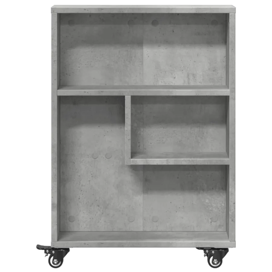 Chariot de rangement étroit gris béton bois d'ingénierie - 4